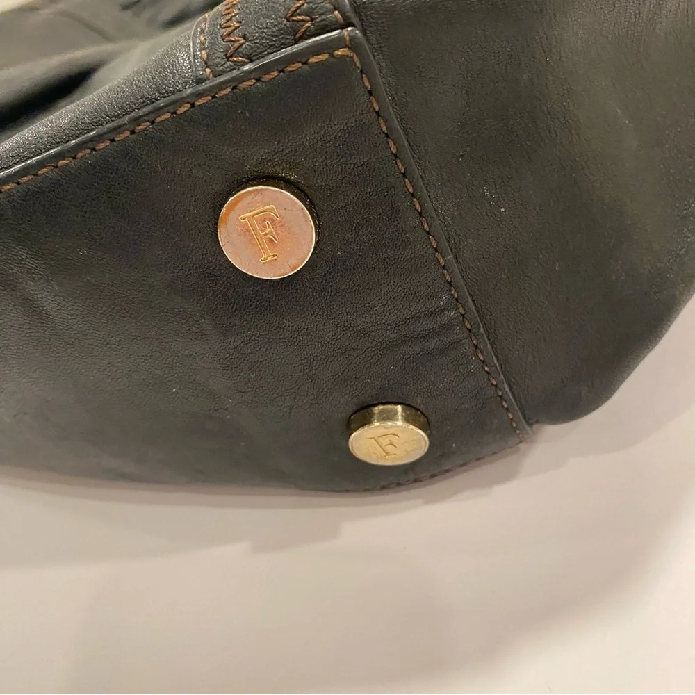 Ferre Milano 100% Genuine Black Cow Leather Hobo Bag - Like New Condition